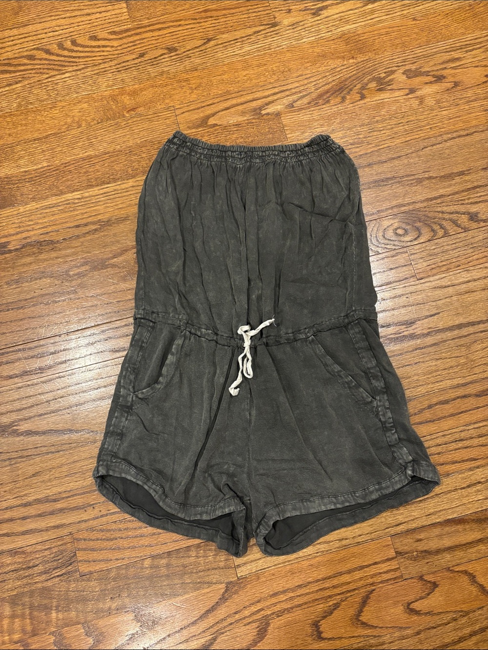 Chaser Washed green Strapless Drawstring Romper